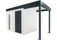 GARDEON® Gartenhaus mit Hörmann-Türen, Lichtband und überdachtem Bereich